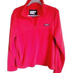 Lands' End M Quarter Zip Fleece Pullover Sweatshirt‎ Red 38-40 New